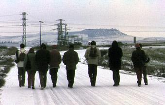 SS 1985 3 Camino Viejo de Zaratán. Pisando nieve. De aquí, aunque de espaldas, están sacados los participantes