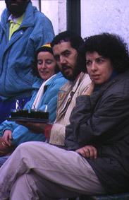 1989 10 Tomando café. Tere, Luís, Pilar y Daniel.