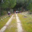 SS 2024 45 Andando por un camino bordeado de piedras.
